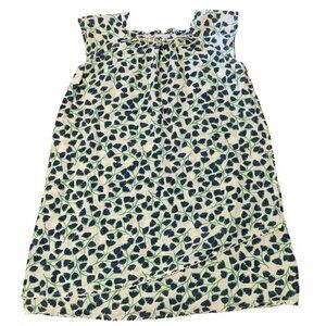 Garnet Hill Flower Linen Shift Dress‎ Ruffle Neck Kids 14 Boho Cottagecore